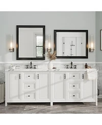 Apmir 30" x 36" Inch Thick Metal Framed Wall Mirrors for Bedroom