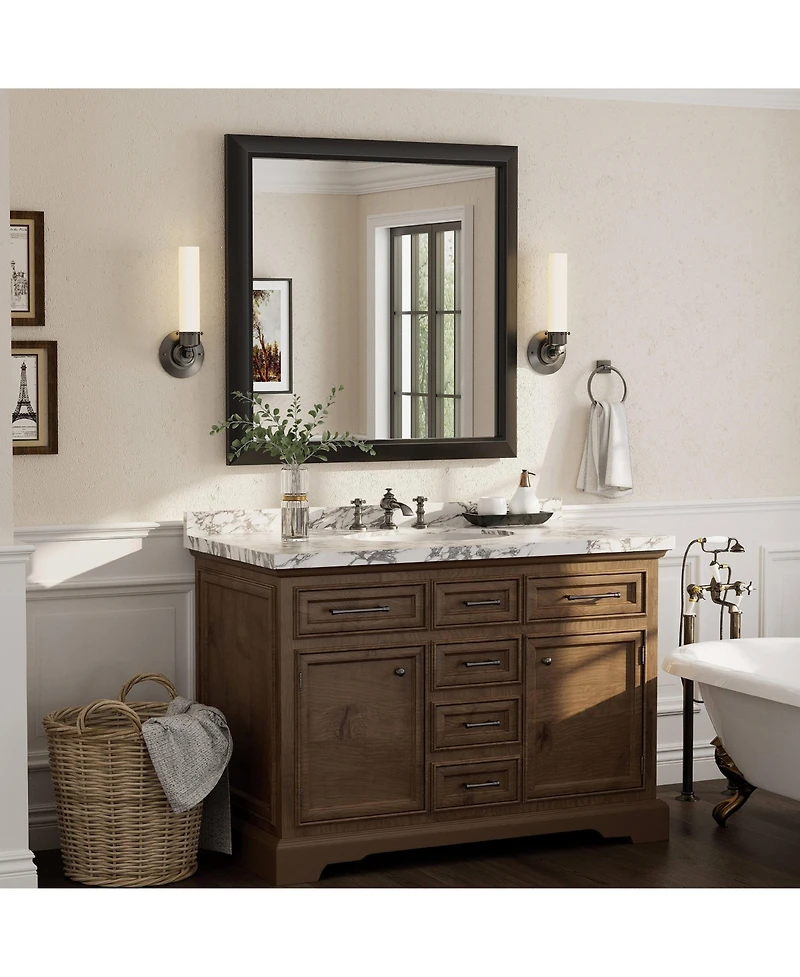 Apmir 36" x 36"-Inch-Thick Metal Framed Wall Mirrors for Bedroom