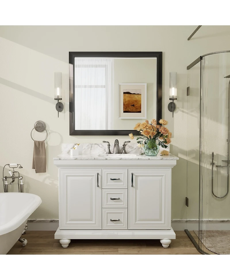 Apmir 36" x 40" Inch Thick Metal Framed Wall Mirrors for Bedroom