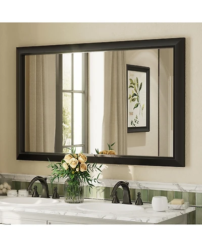 Apmir 48" x 30" Inch Thick Metal Framed Wall Mirrors for Bedroom, Rectangle Wall-Mounted Mirrors