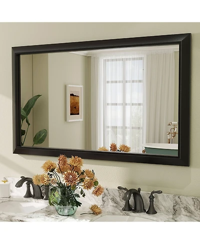 Apmir 50" x 30" Inch Thick Metal Framed Wall Mirrors for Bedroom