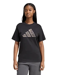 adidas Women's Animal Print Short-Sleeve Cotton T-Shirt