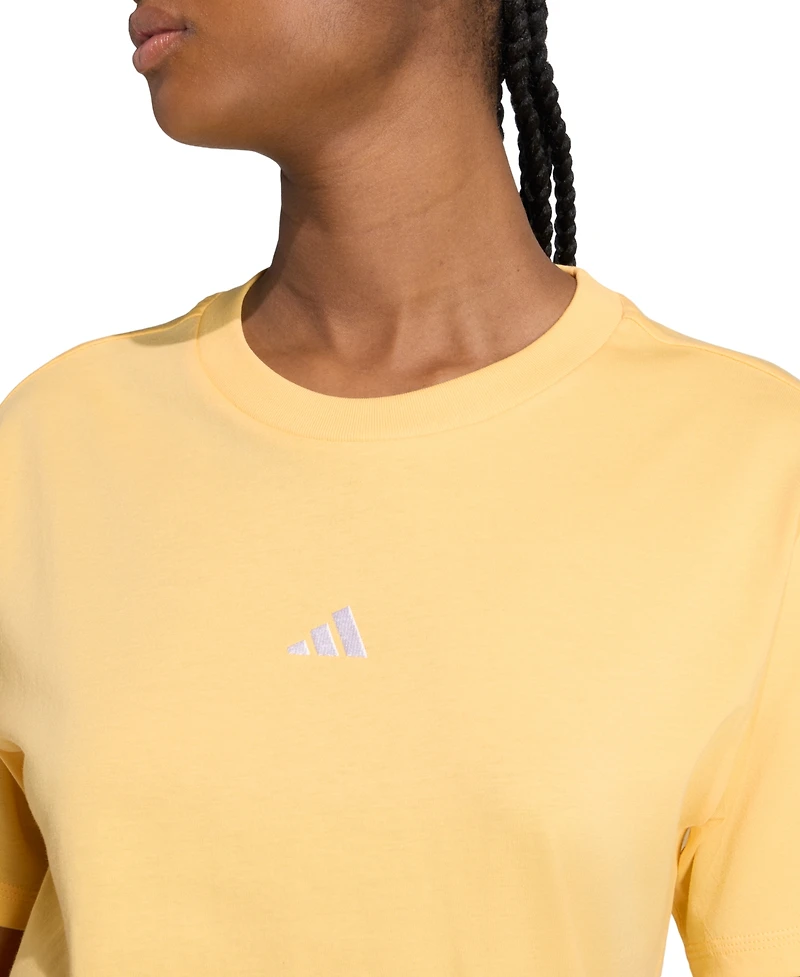 adidas Women's Short-Sleeve Cotton Crewneck Logo T-Shirt