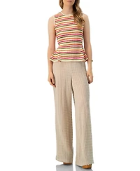 Ivonne Women's Sleeveless Peplum Striped Knit Blouse