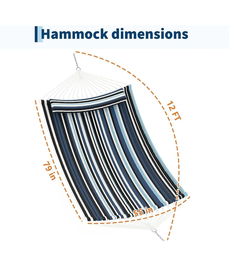 gaomon Durable Double Outdoor Hammock, Hanging Bed for Garden, Patio, Lawn, Stripes
