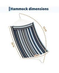 gaomon Durable Double Outdoor Hammock, Hanging Bed for Garden, Patio, Lawn, Stripes