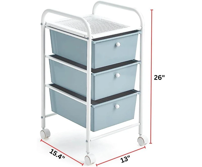 DormCo Suprima Storage Carts - 3 Drawer Shelf