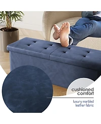 Nestl 43 Inch Leatherette or Fabric Finish Ottoman Storage Bench with Storage Bins
