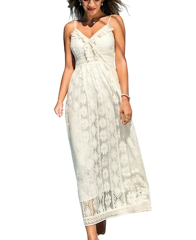 Cupshe Women's V-Neck Unlined Pull-On Beach Dress