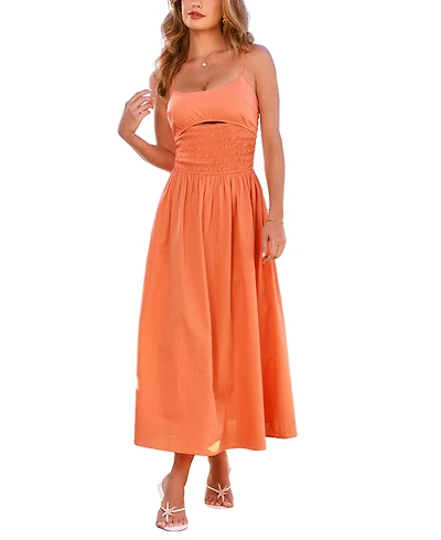 Cupshe Women's Smocked Front Cutout Beach Dress