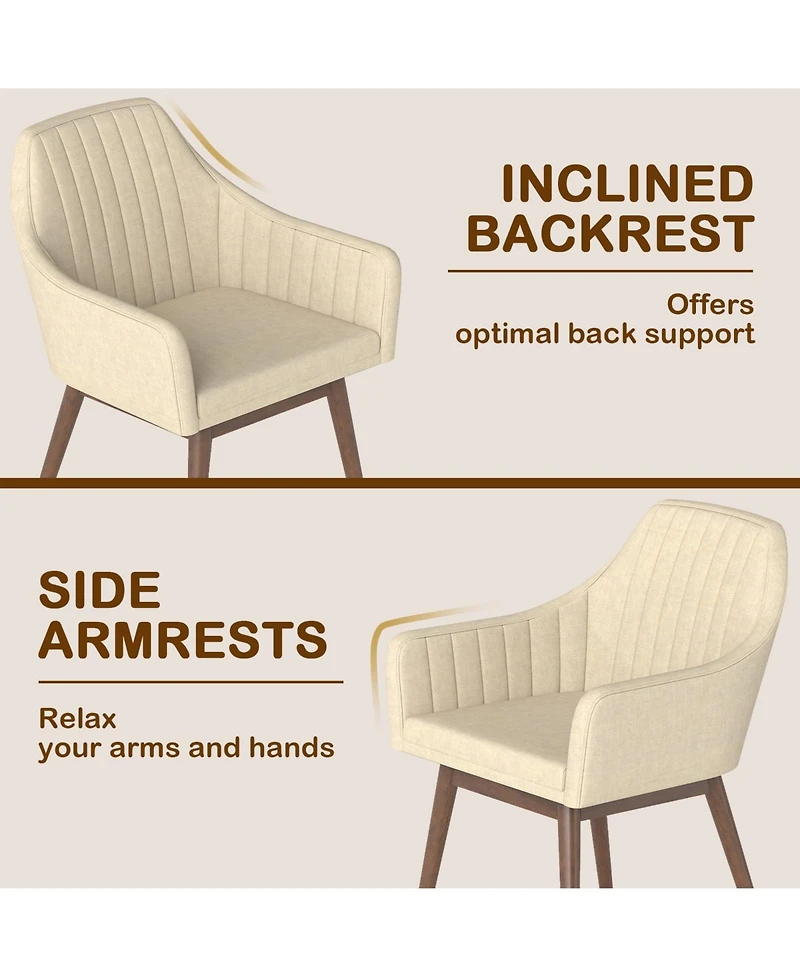 Slickblue Dining Chairs Set of 2 Upholstered Accent with Cushion Seat and Backrest