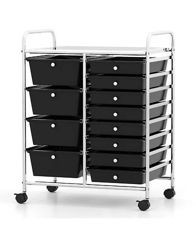 Slickblue Utility Rolling Cart with 12 Drawers, Mobile Storage Organizer for Home Office Supplies
