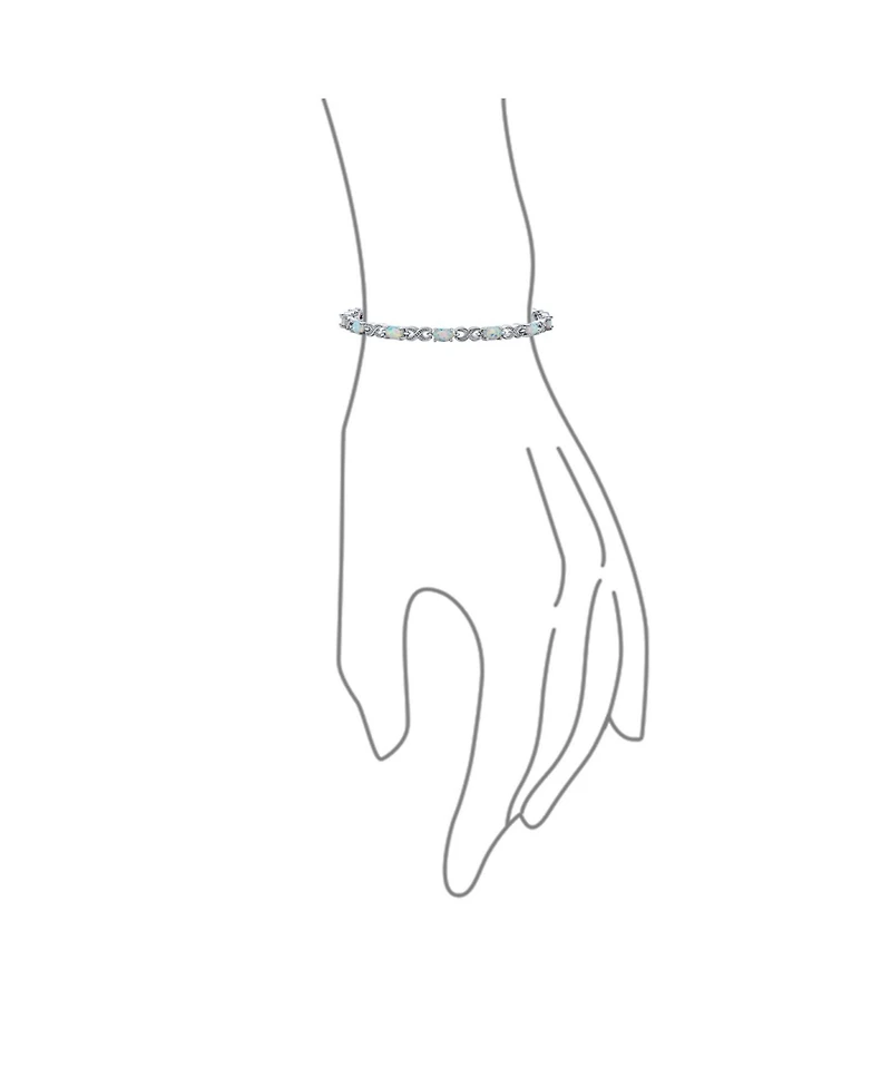 Bling Jewelry Romantic Created White Opal Milgrain Infinity Tennis Bracelet .925 Sterling Silver