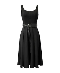 Modenaire Women's Belted Scoop-Neck Midi Dress