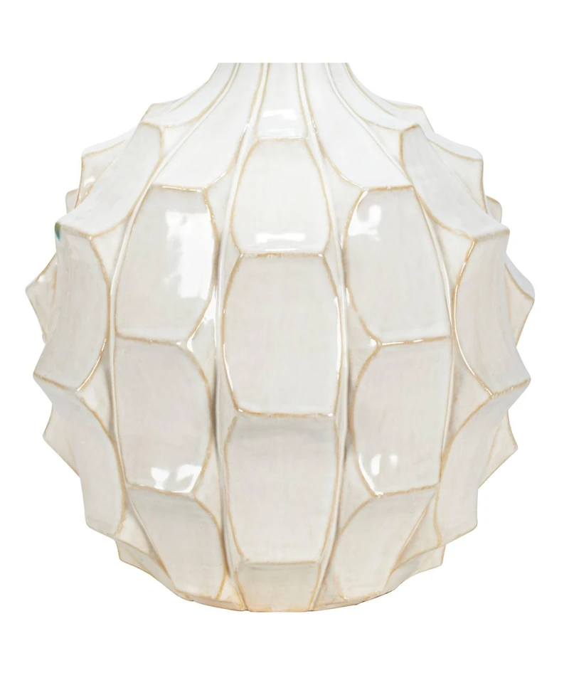 Possini Euro Design Cosgrove Modern Mid Century Table Lamps 26 1/2" High Set of 2 Glazed Ceramic Light Linen Drum Shade for Living Room