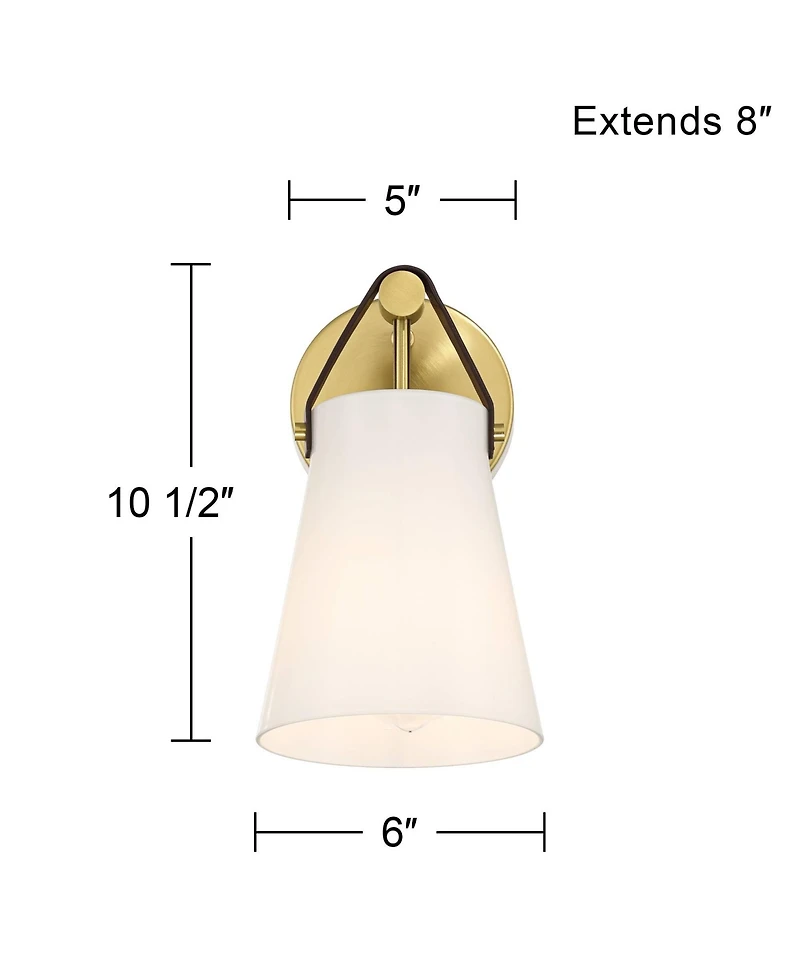 360 Lighting Ashley Antique Brass and Leather Wall Sconce Set of 2