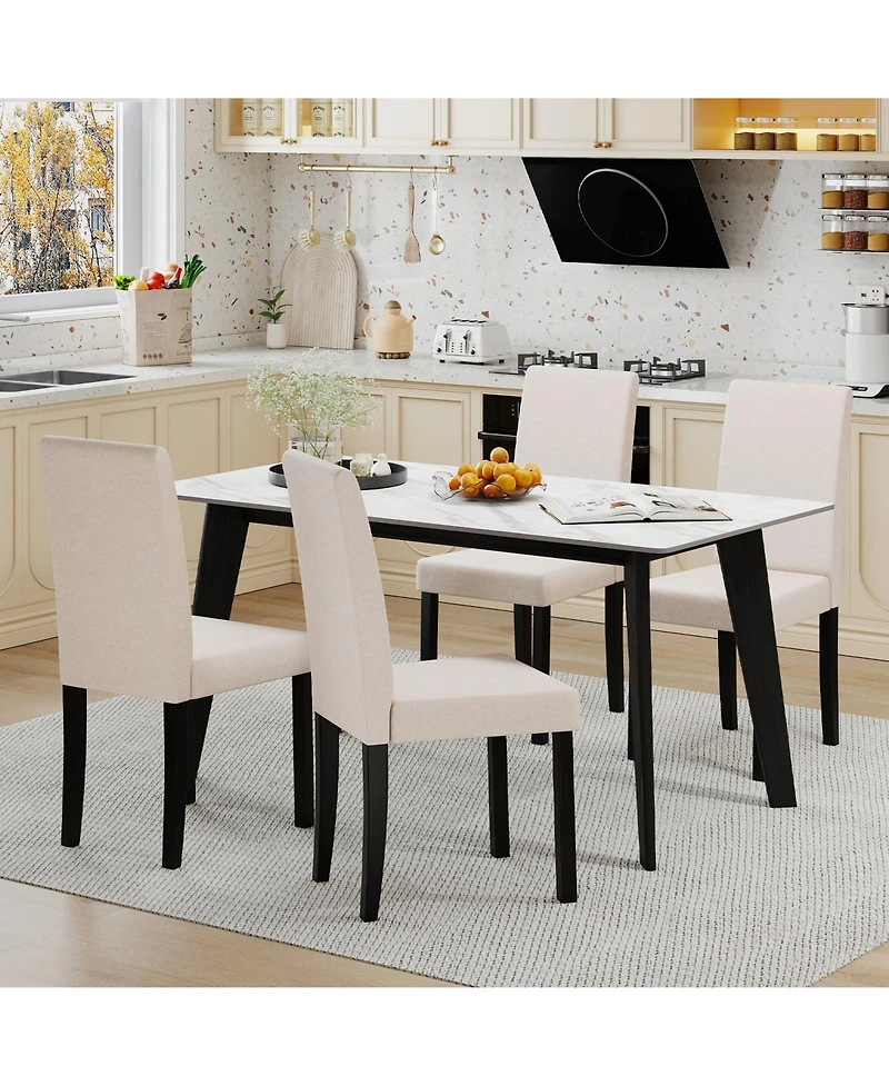 Slickblue Set of 2 Modern Mid Century Dining Chairs with Upholstered Fabric Seating