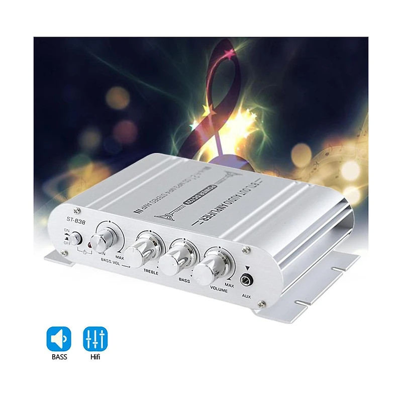 Artudatech 2.1 Channel Hi-Fi Amplifier - 80W Rms, Dc 12V for Car and Home Speakers
