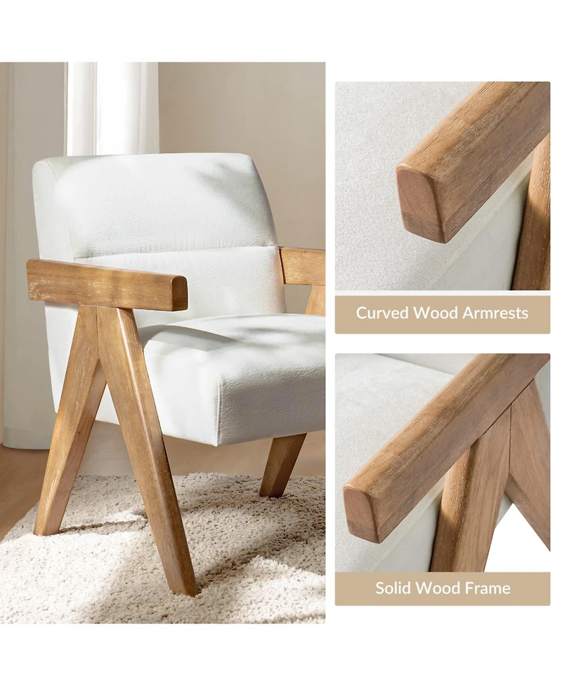 Hulala Home Donohoe Mid-Century Modern Accent Chair With Curved Wood Arms