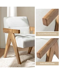 Hulala Home Donohoe Mid-Century Modern Accent Chair With Curved Wood Arms