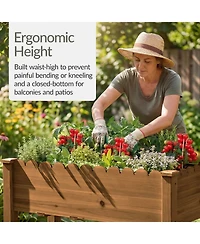 Best Choice Products Raised Garden Bed, Elevated Wooden Planter for Yard Foot Caps, Liner