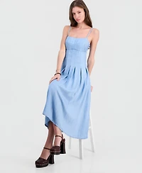 Guess Women's Bria Chambray Midi Pleated Dress