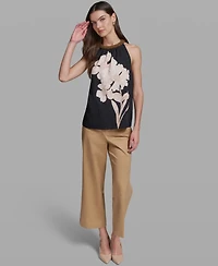 Karl Lagerfeld Paris Women's Floral Print Halter Neck Top