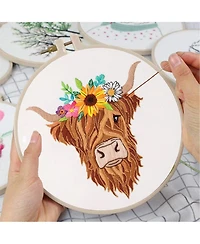 Gnuadz Highland Cow Embroidery Kit Beginners Diy Needlepoint