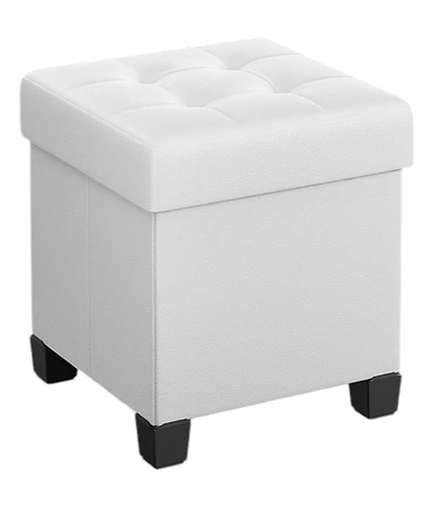 Slickblue Modern Faux Leather Storage Ottoman Cube Seat with Legs