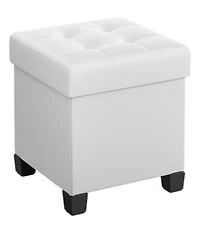 Slickblue Modern Faux Leather Storage Ottoman Cube Seat with Legs