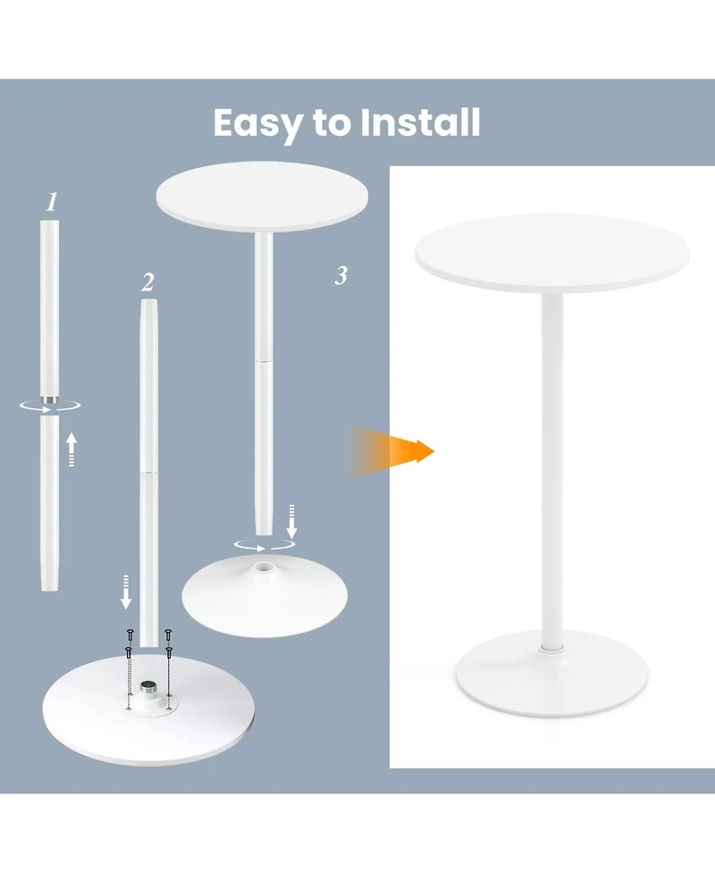 Slickblue Bar Height Round Bistro Table for Coffee and Cocktails, Tall Modern Accent Table