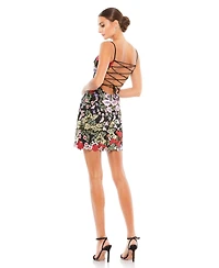 Mac Duggal Women's Ruffle Tiered Floral Cut-Out Chiffon Gown