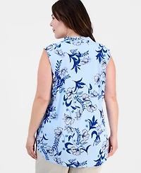 Jm Collection Plus Indina Floral Sleeveless V-Neck Top, Macy's Exclusive