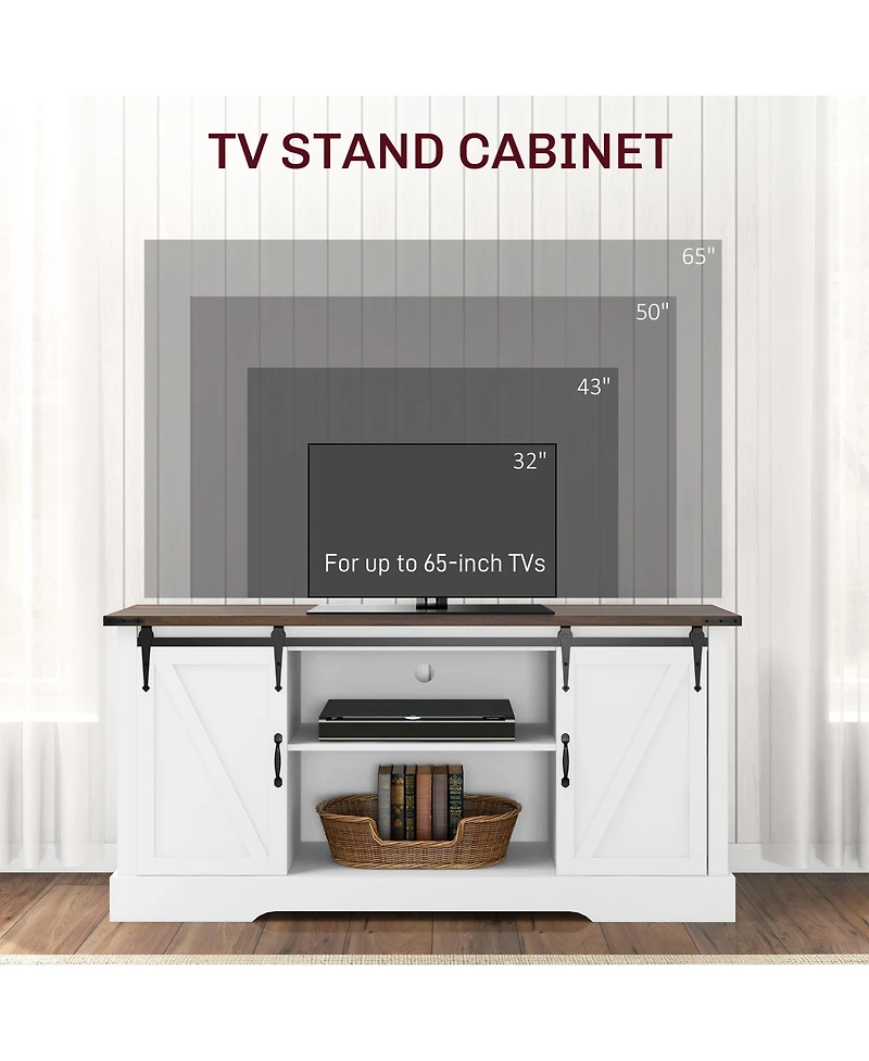 Homcom Sideboard w/ Charging Station, Farmhouse Tv Sd for 65" Tv,