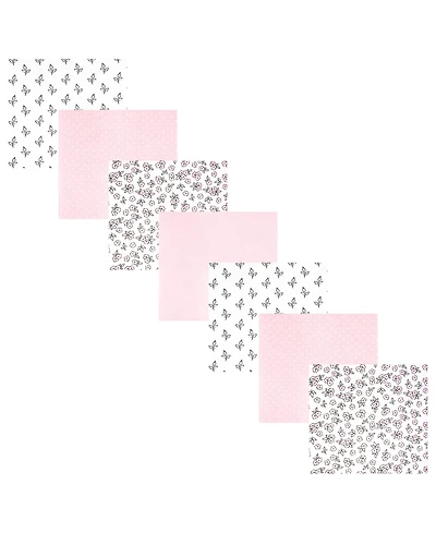 Hudson Baby Girl Cotton Poly Flannel Receiving Blankets Bundle 7-Pack, One Size