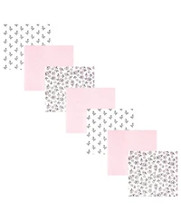 Hudson Baby Girl Cotton Poly Flannel Receiving Blankets Bundle 7-Pack, One Size