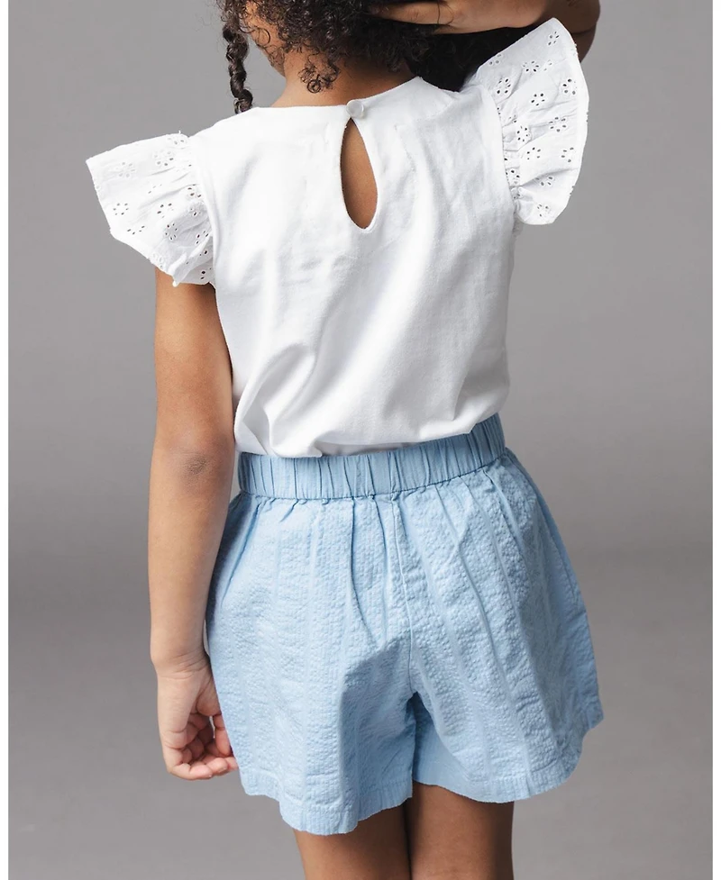 Hope and Henry Toddler Girl's Organic Seersucker Pull-On Short