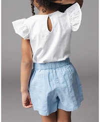 Hope and Henry Toddler Girl's Organic Seersucker Pull-On Short