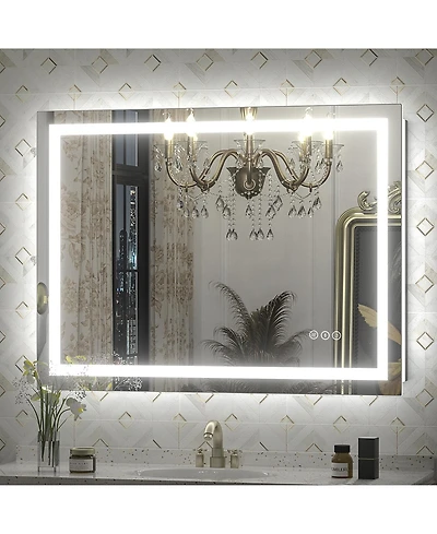 Apmir 30" x 40" Super Bright Front and Back Led Lighted Anti-Fog Tempered Glass Bathroom/Vanity Mirror with Etl and 3-Year Warranty