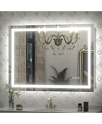 Apmir 30" x 40" Super Bright Front and Back Led Lighted Anti-Fog Tempered Glass Bathroom/Vanity Mirror with Etl and 3-Year Warranty