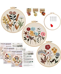 Gnuadz 3 Sets Embroidery Kit Beginners Hoop Flower Diy Craft