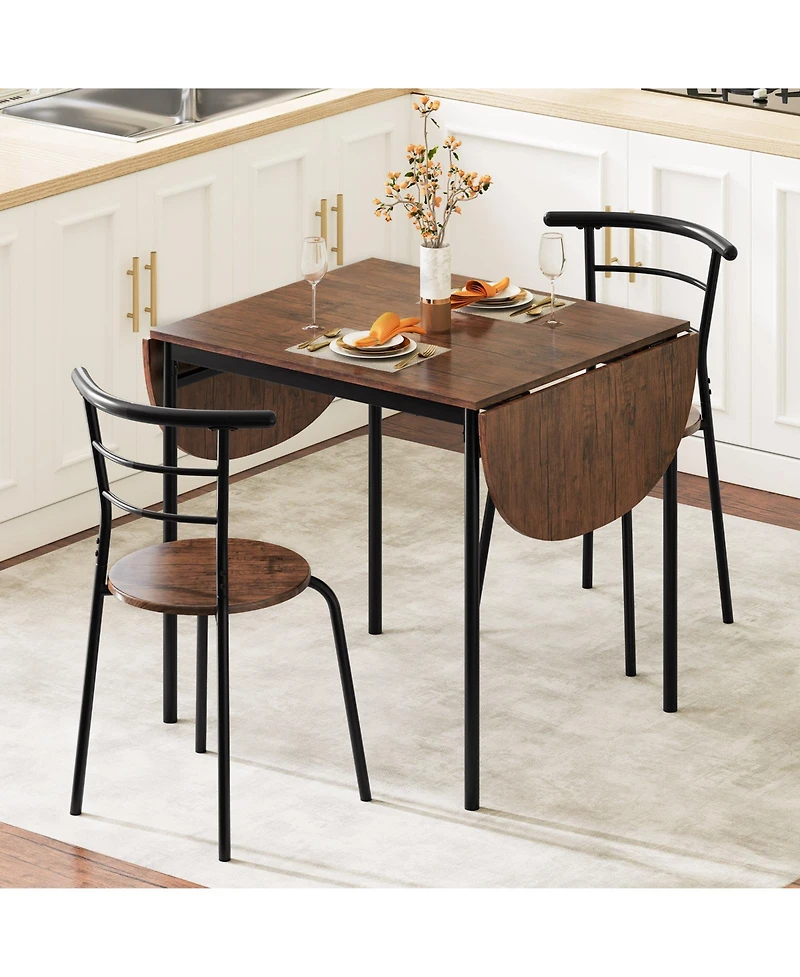 Slickblue 3 Pieces Dining Set with 2 Chairs and Modern Kitchen Table for Small Space