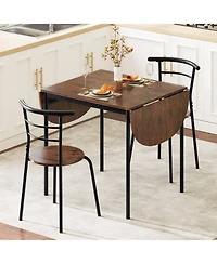 Slickblue 3 Pieces Dining Set with 2 Chairs and Modern Kitchen Table for Small Space