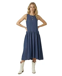 Modenaire Women's Linnea Sleeveless Drop-Waist Midi Dress
