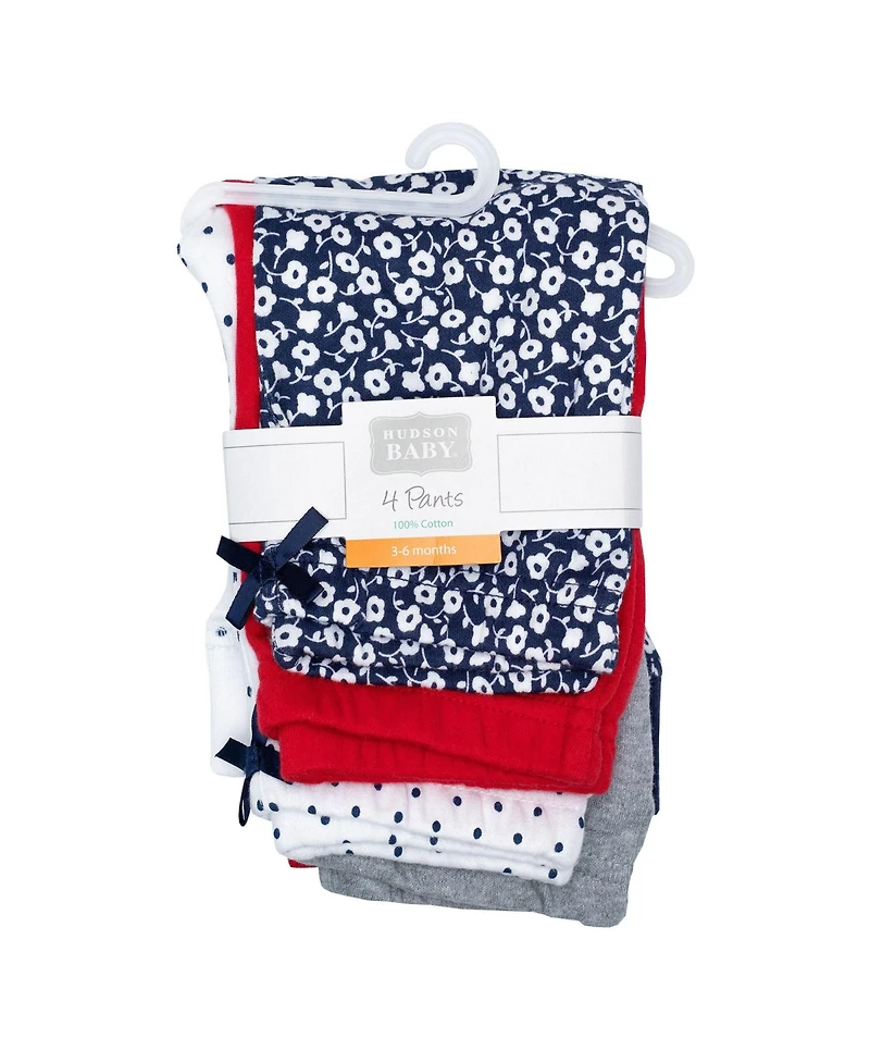 Hudson Baby Toddler Girls Cotton 4 piece Pants and Leggings.
