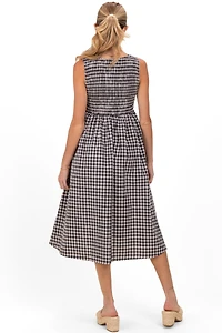 Pinkblush Maternity Red Gingham Smocked Sleeveless Midi Dress