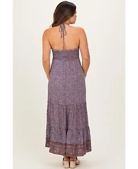 Pinkblush Maternity Brown Paisley Halter Maxi Dress