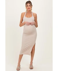 Pinkblush Maternity Beige Open Back Bodycon Dress