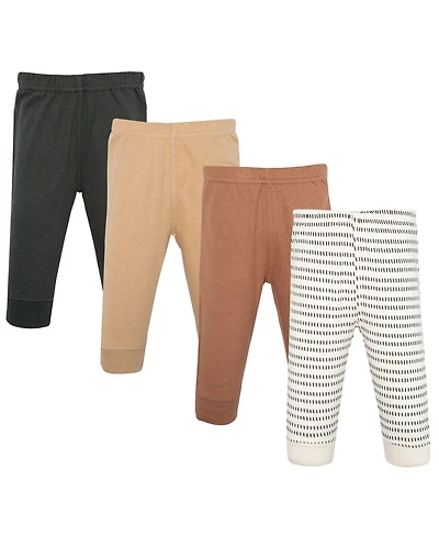 Hudson Baby Toddler Boys 4piece Cotton Pants and Leggings, Modern Neutral Strip