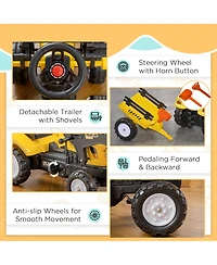 Aosom Ride-On Kids Bulldozer with Real Working Dirt Bucket,